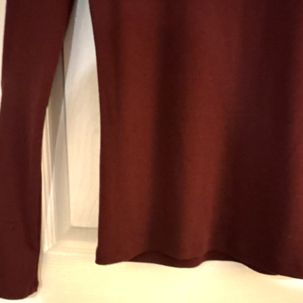Old Navy Ribbed Knit Snug Fit Scoop Neck Burgundy Long Sleeve Top XS Women - Picture 10 of 10